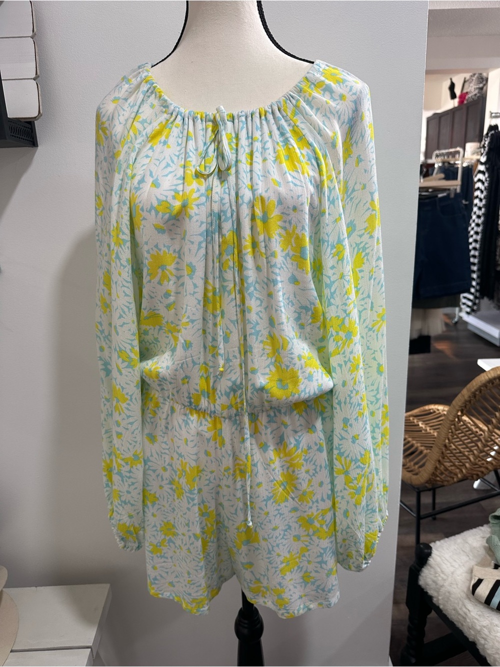 Chaser Baby Blue & Yellow Floral Romper